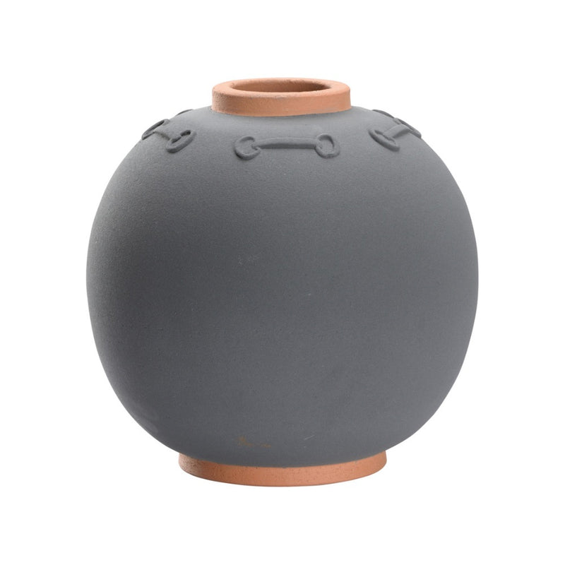 ceramic small vase gray terracotta round hand crafted