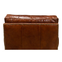 overstuffed brown leather chair 