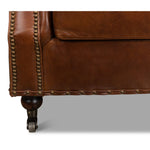 overstuffed brown leather chair 