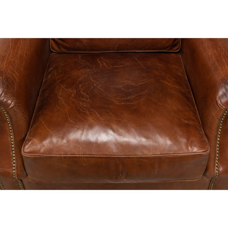 overstuffed brown leather chair 