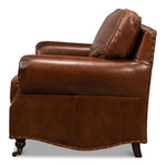 overstuffed brown leather chair 