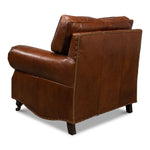 overstuffed brown leather chair 