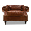 overstuffed brown leather chair 