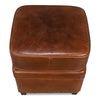 footstool ottoman square four feet nail heads leather distressed brown cube