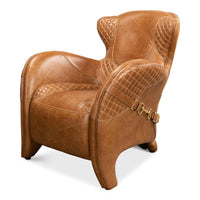 tan leather armchair quilted sections