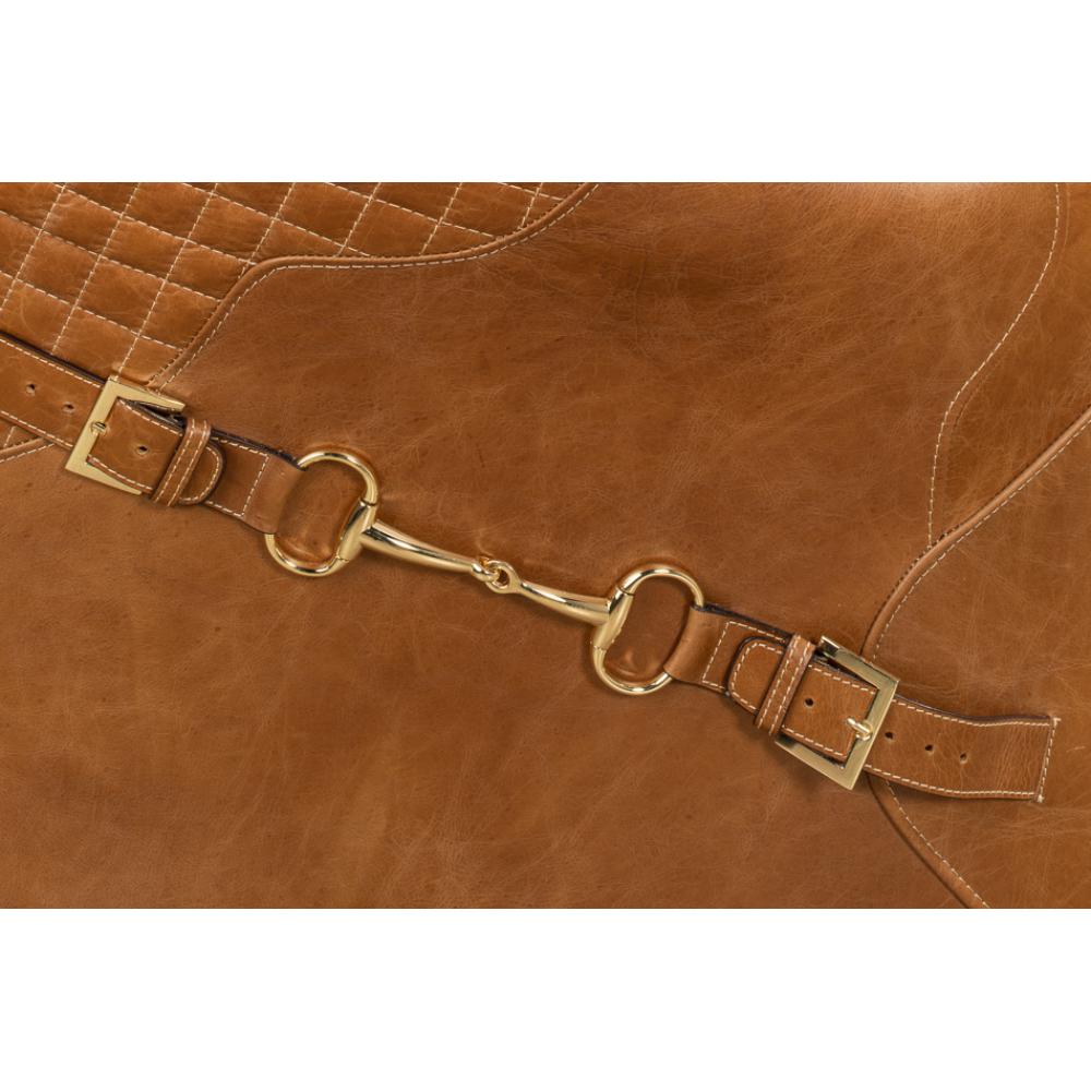 tan leather armchair quilted sections