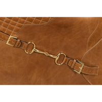 tan leather armchair quilted sections