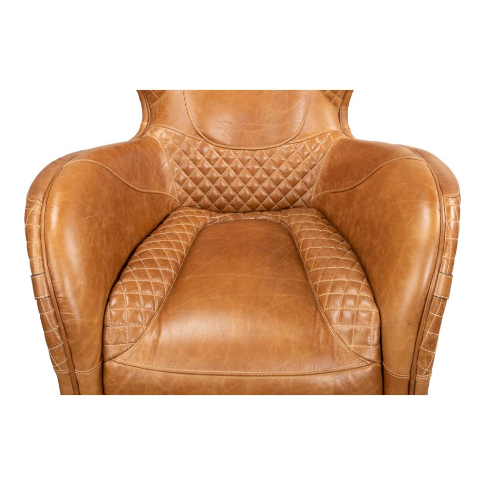 tan leather armchair quilted sections