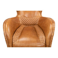 tan leather armchair quilted sections