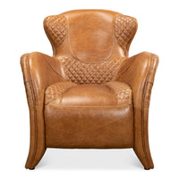 tan leather armchair quilted sections
