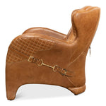 tan leather armchair quilted sections