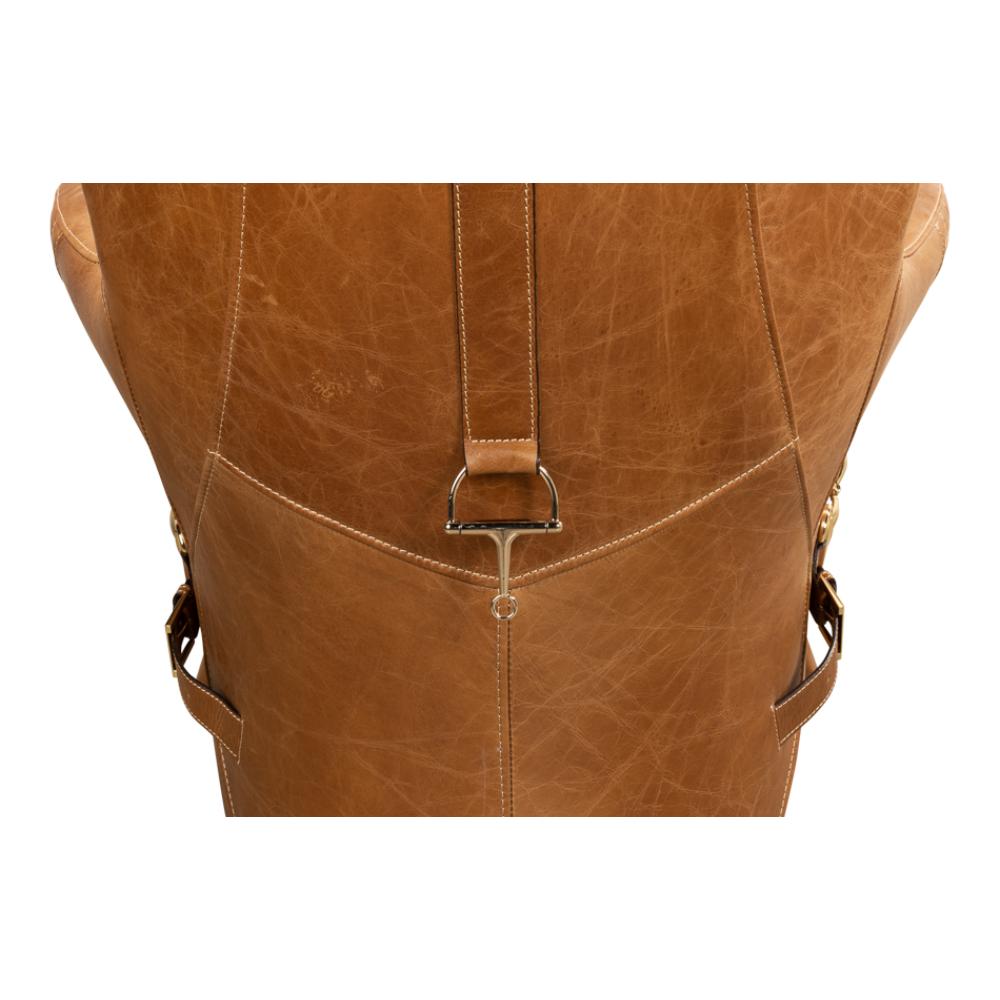 tan leather armchair quilted sections