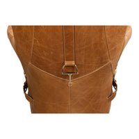 tan leather armchair quilted sections