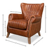 brown cognac tufted leather diamond stitching wing chair