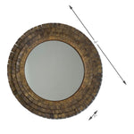 Sarreid, Ltd. mirror circular round four rows chips segments brass plate antiqued gold oversized large