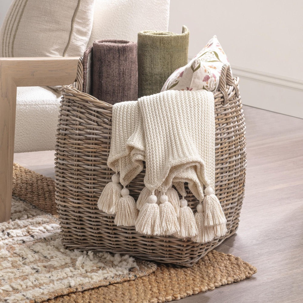 rattan kubu woven basket handles gray natural