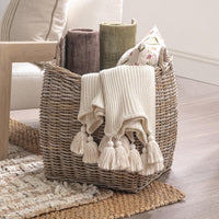 rattan kubu woven basket handles gray natural
