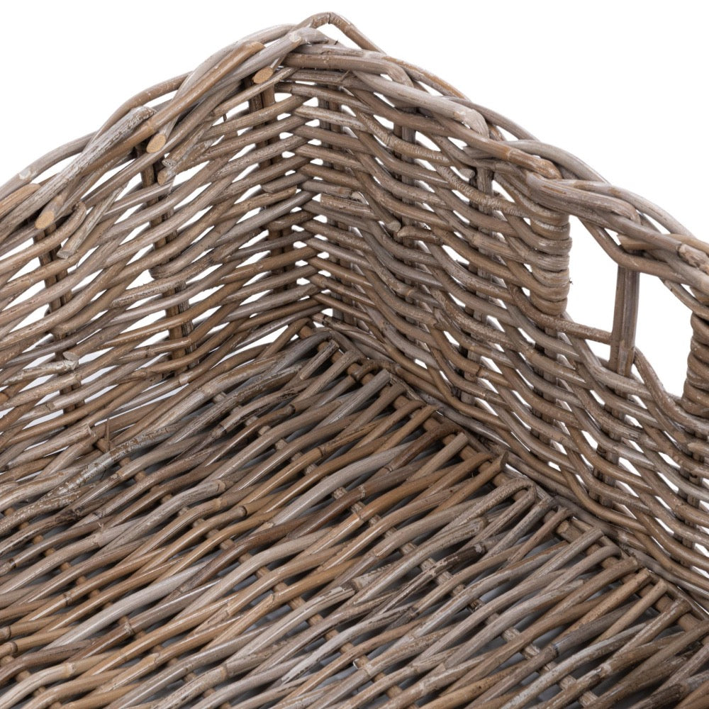 rattan kubu woven short basket handles gray natural 