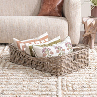 rattan kubu woven short basket handles gray natural 