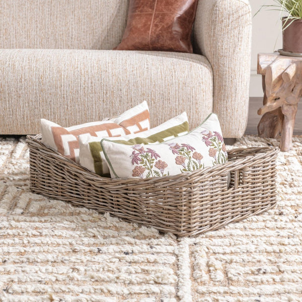 rattan kubu woven short basket handles gray natural 