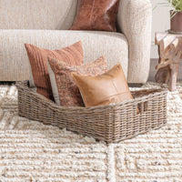 rattan kubu woven short basket handles gray natural 