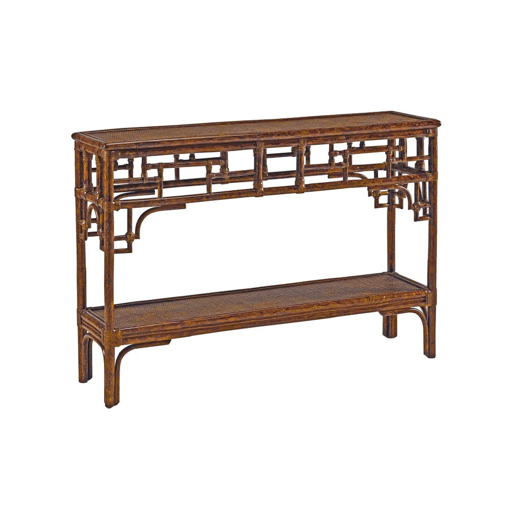 console table rattan tortoise shell pagoda