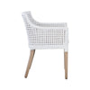 dining arm white cane back sides cream cushion light wood legs
