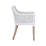 dining arm white cane back sides cream cushion light wood legs