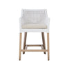 counter stool white cane back sides cream cushion light wood legs