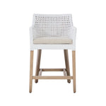 counter stool white cane back sides cream cushion light wood legs