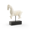 running horse sculpture white black rectangle base wood