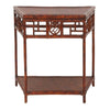 demilune table tortoise finish lower shelf tapered