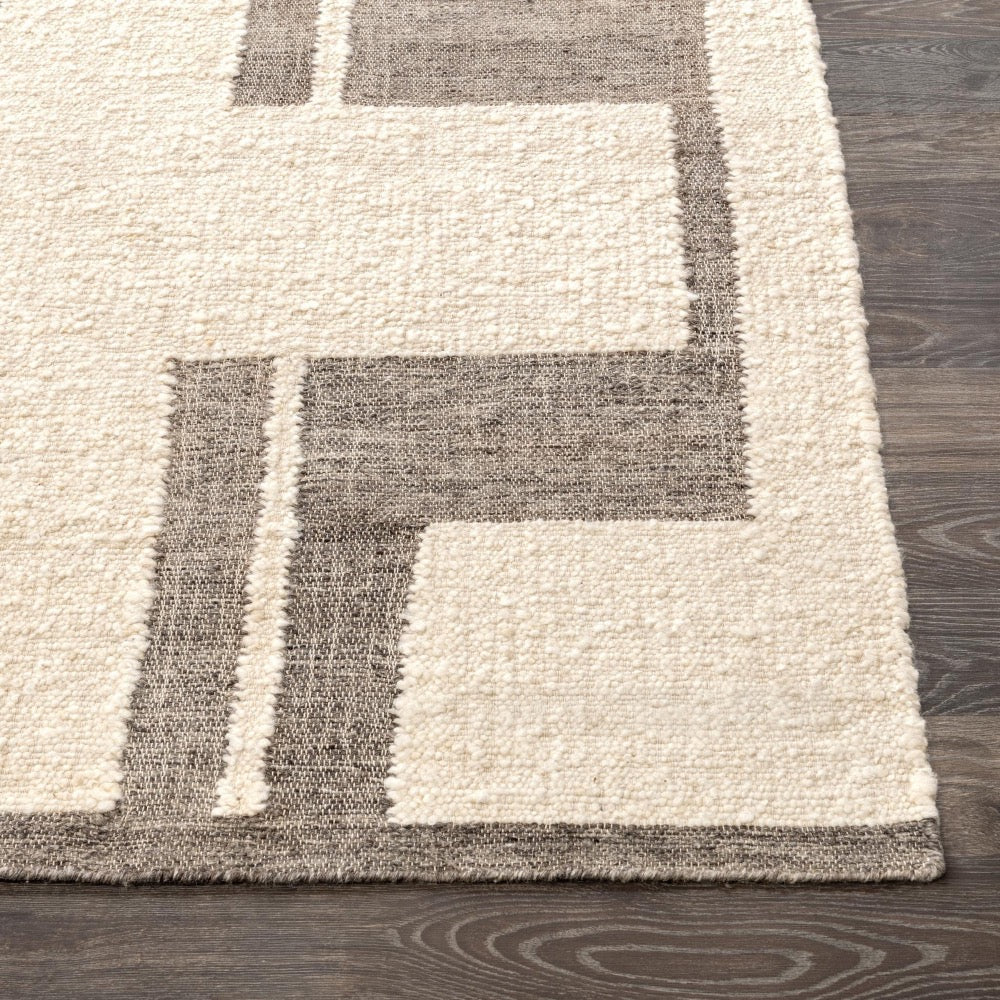 charcoal ivory contemporary textured wool area rug