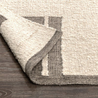 charcoal ivory contemporary textured wool area rug