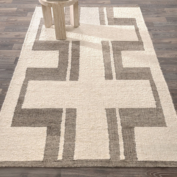 charcoal ivory contemporary textured wool area rug