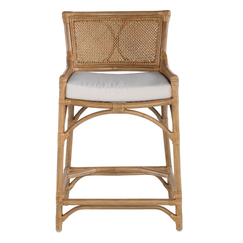 counter stool rattan honey brown seat cushion