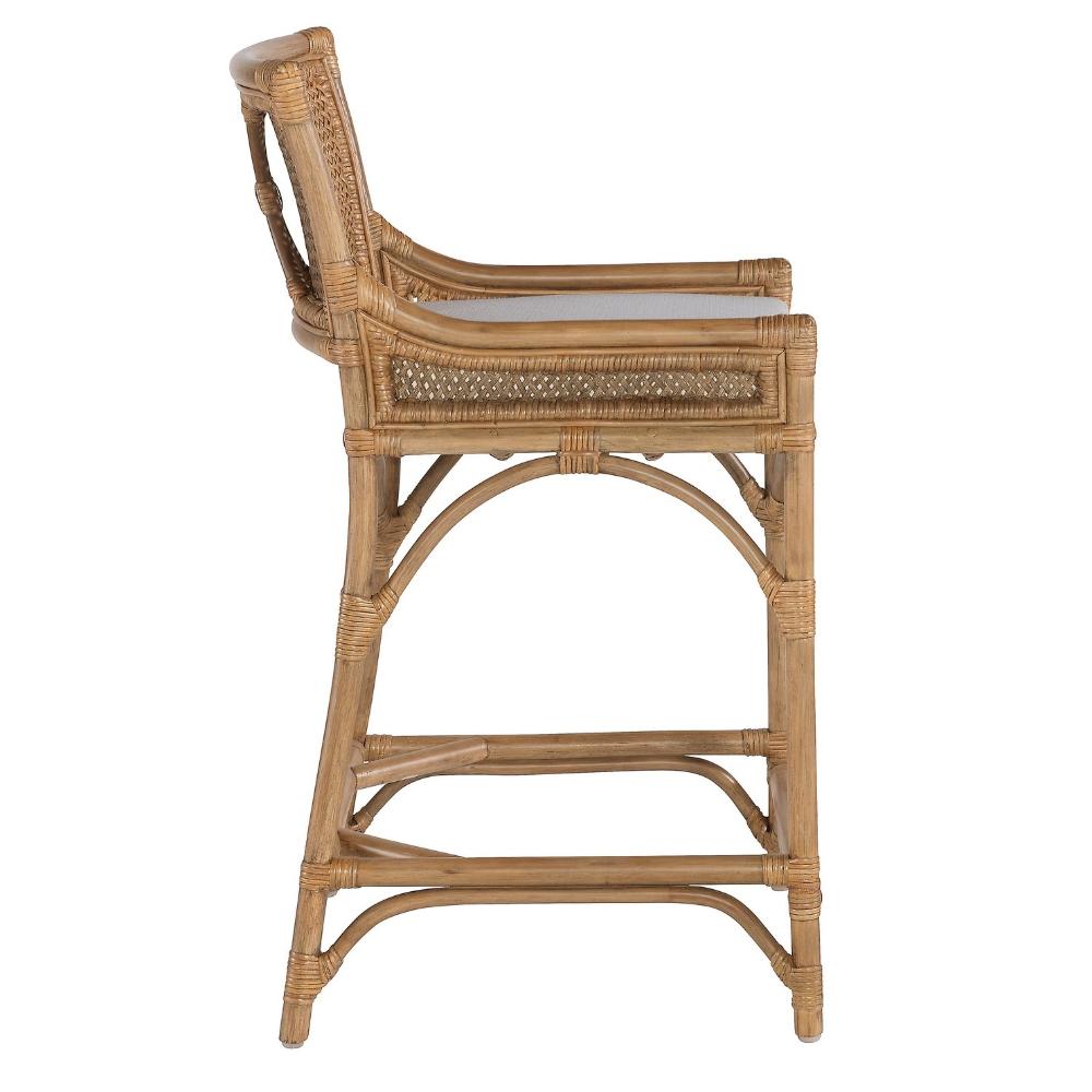 counter stool rattan honey brown seat cushion