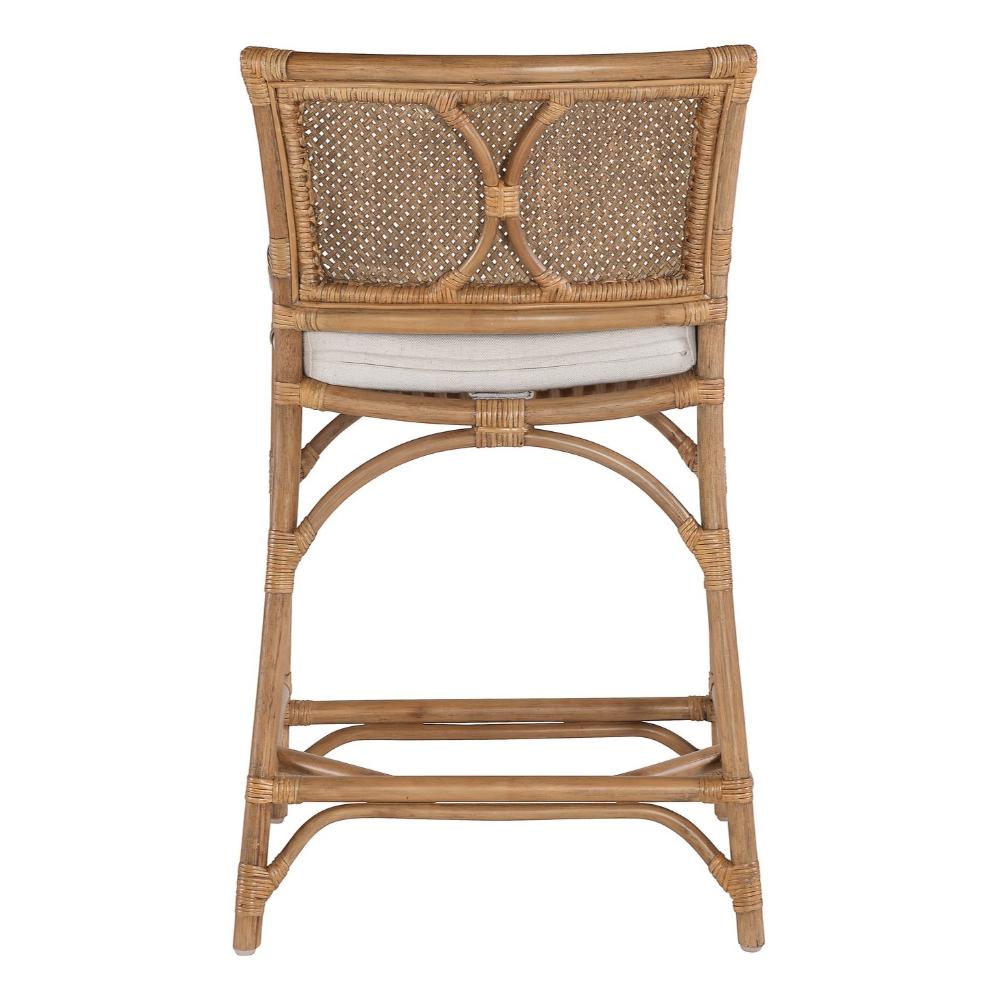 counter stool rattan honey brown seat cushion