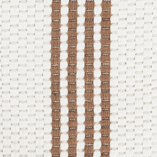 Textured fabric with brown and white stripes on a neutral background