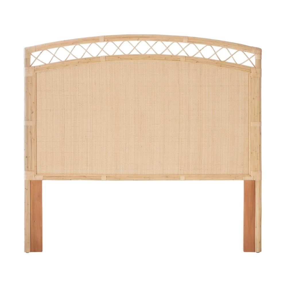 queen headboard natural woven rattan peel arched  