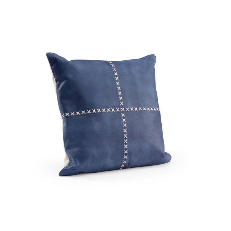 throw pillow blue suede lace natural 