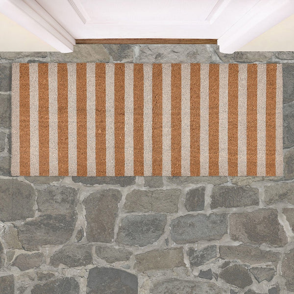 white natural striped door mat rectangle 
