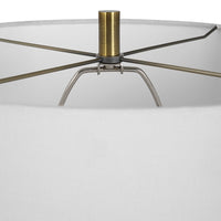 table lamp white shade ceramic base mossy green brass details