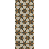 The Illuminated Neutron Star Vinyl Floor Runner by Spicher and Company features a 3D cube pattern in brown, beige, and gray.