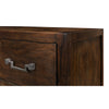 3-drawer contemporary chest dark brown wood brushed iron stand drawer pulls
