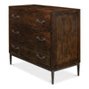 3-drawer contemporary chest dark brown wood brushed iron stand drawer pulls