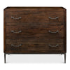 3-drawer contemporary chest dark brown wood brushed iron stand drawer pulls