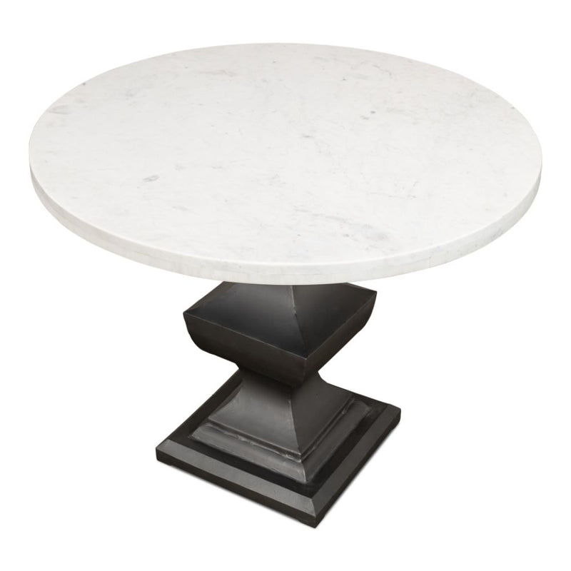 pedestal dining table metal base marble top