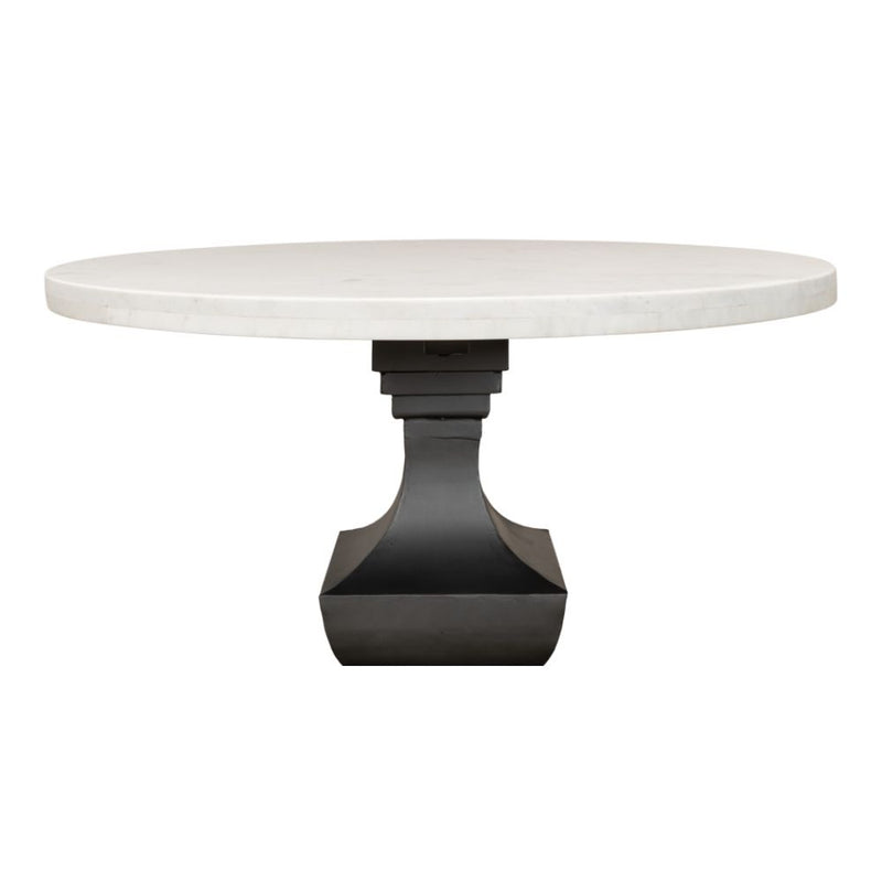 pedestal dining table metal base marble top