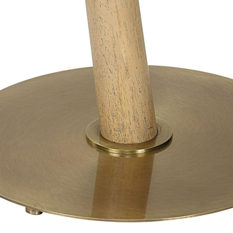slanted wood tapered base floor lamp white shade